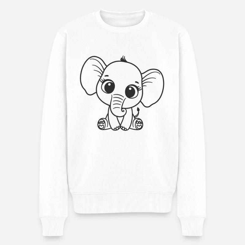 Süßer Elefant - Männer Premium Bio Pullover - Weiß
