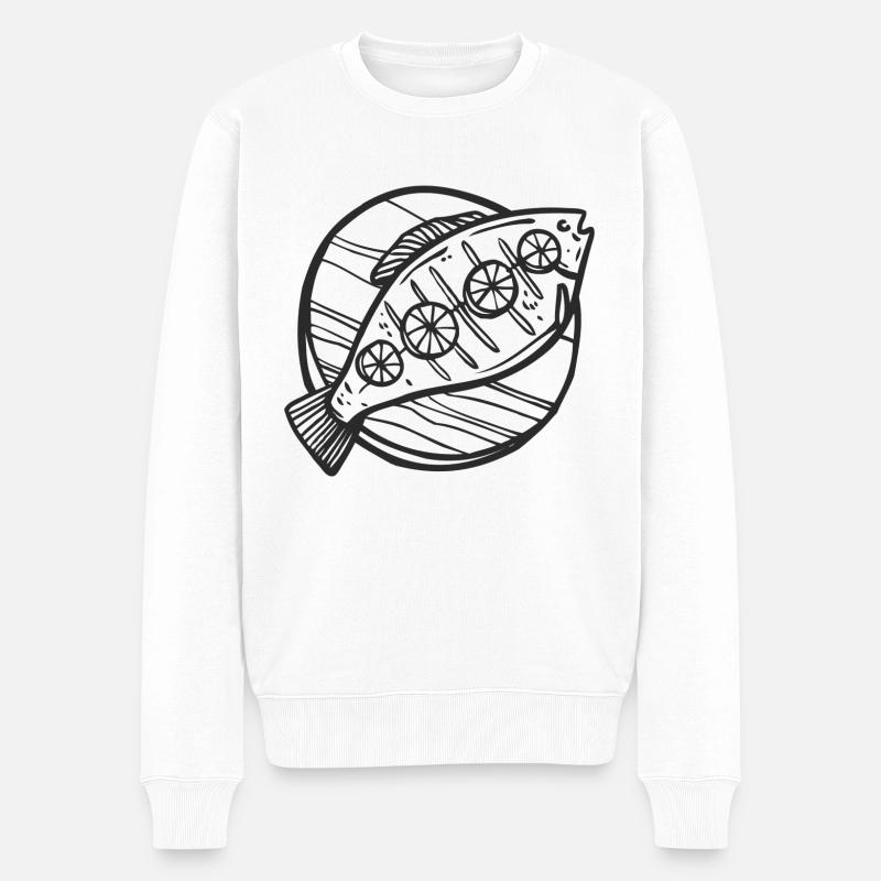 Fischplatte - Männer Premium Bio Pullover - Weiß