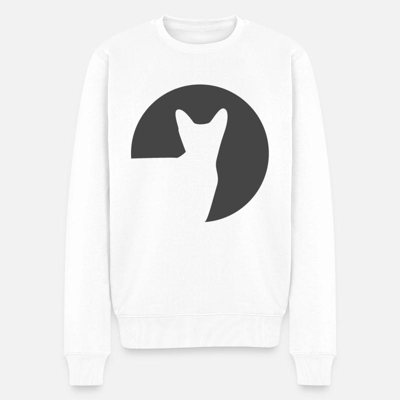 Katze im Kreis - Männer Premium Bio Pullover - Weiß