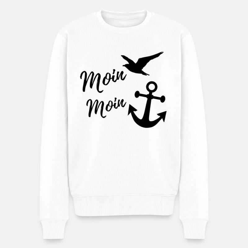 Moin moin - Männer Premium Bio Pullover - Weiß