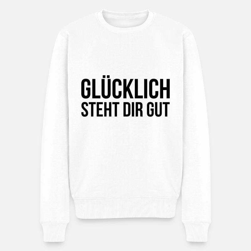 Glücklich steht dir gut - Männer Premium Bio Pullover - Weiß