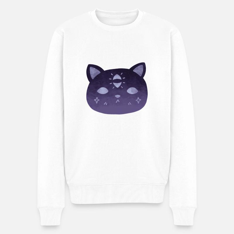 Chat Sorcière Troisième Œil - Pull Premium bio Homme - blanc