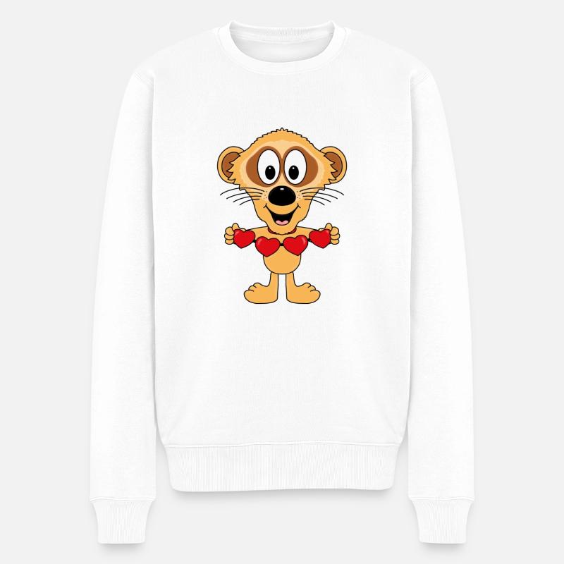 ERDMÄNNCHEN - HERZEN - LIEBE - LOVE - TIER - Männer Premium Bio Pullover - Weiß