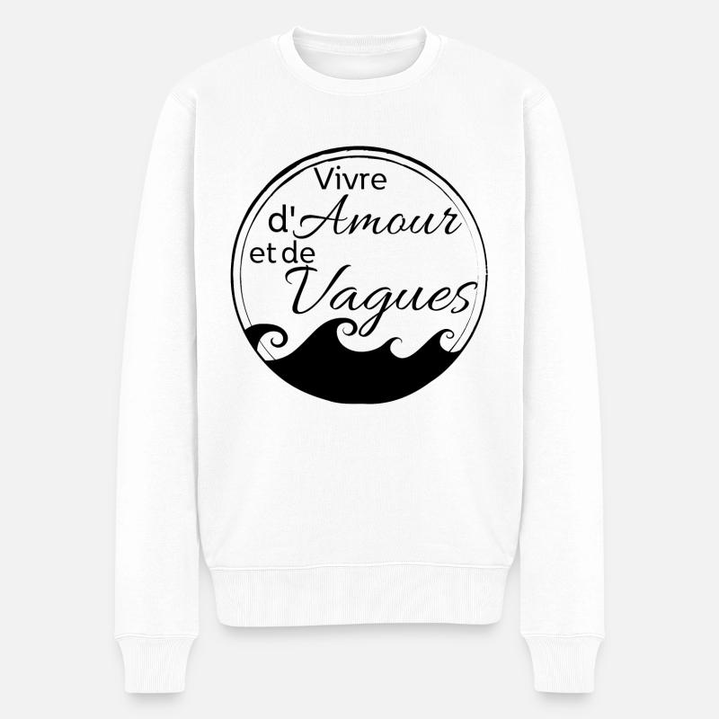 Vivre d'amour et de Vagues - Pull Premium bio Homme - blanc