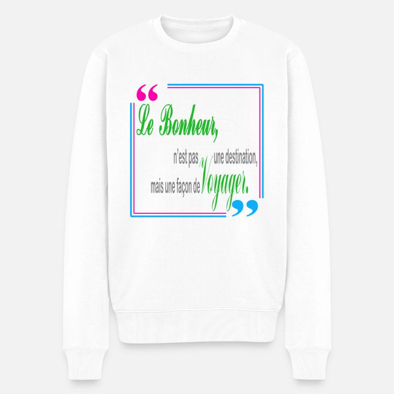 Citation bonheur - Pull Premium bio Homme - blanc