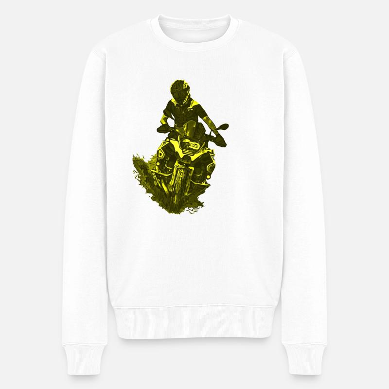 Motocross jaune - Pull Premium bio Homme - blanc