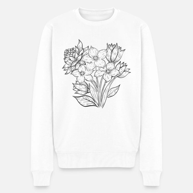 Illustration Fleurs Début d’été - Pull Premium bio Homme - blanc