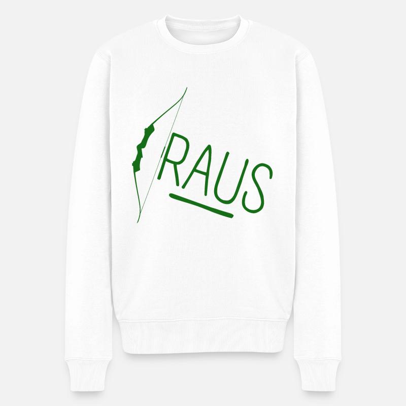 Bogen Raus - Männer Premium Bio Pullover - Weiß