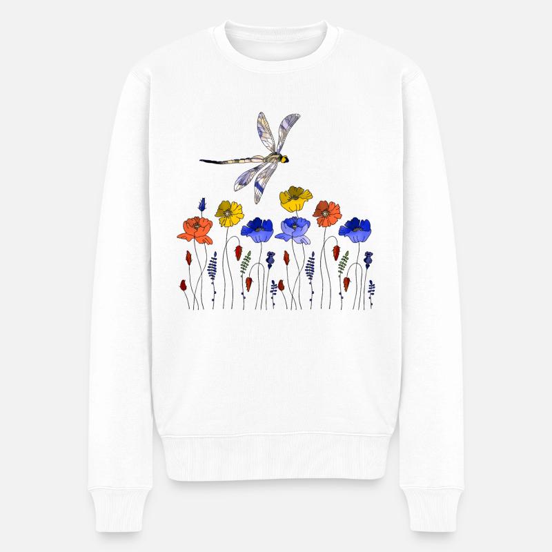 Libelle - Männer Premium Bio Pullover - Weiß