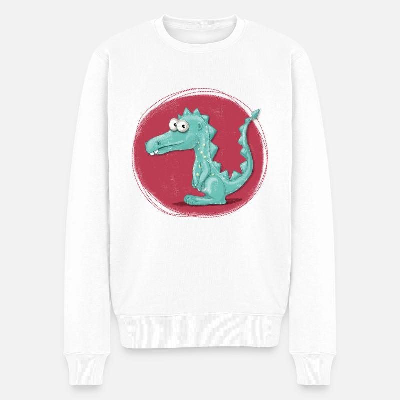 Freundlicher Drachen - Männer Premium Bio Pullover - Weiß