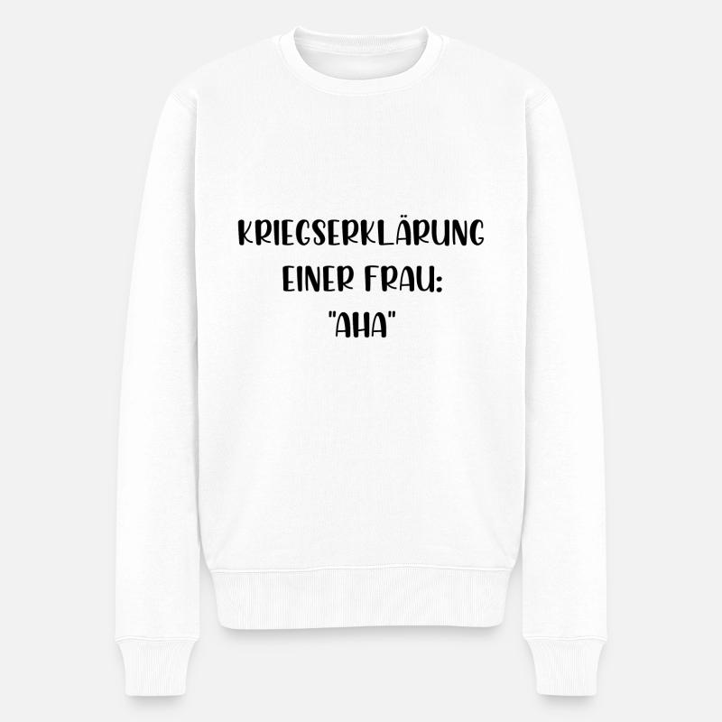 Kriegserklärung einer Frau aha - Männer Premium Bio Pullover - Weiß