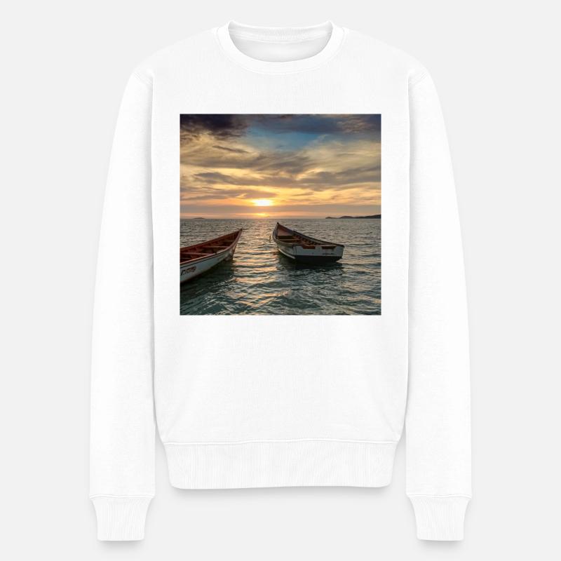 Exotischer Sonnenuntergang - Männer Premium Bio Pullover - Weiß