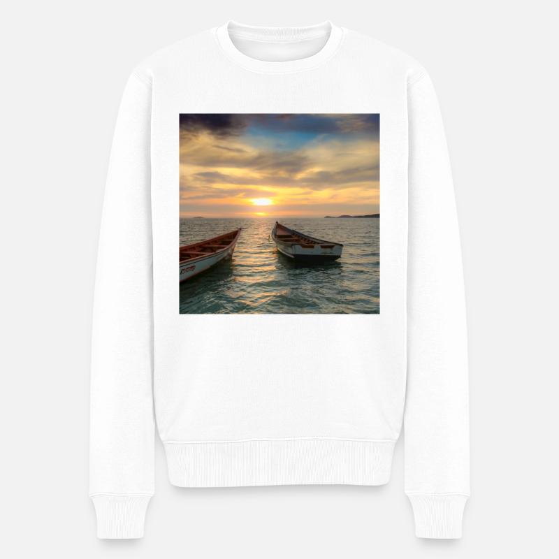 coucher de soleil exotique - Pull Premium bio Homme - blanc