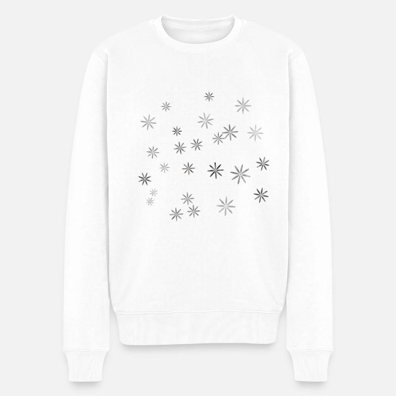 Blumenmuster - Männer Premium Bio Pullover - Weiß