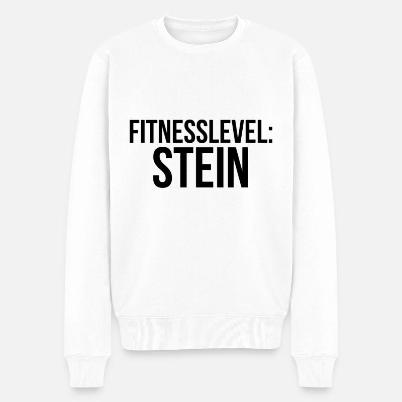 Fitnesslevel Stein - Männer Premium Bio Pullover - Weiß