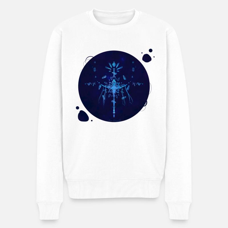 Mystique Collection ~ Mitternachtsblau ~ n°4 - Männer Premium Bio Pullover - Weiß