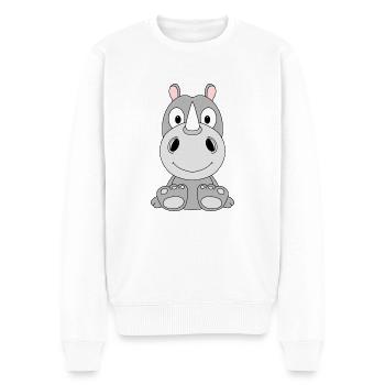 NASHORN - TIER - TIERISCH - KIND - BABY - LIEBE - Männer Premium Bio Pullover - Weiß - Vorne - Thijin (182cm)