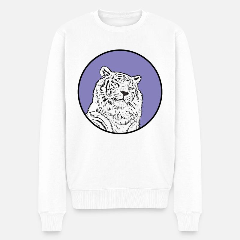 Portrait tigre blanc - Pull Premium bio Homme - blanc