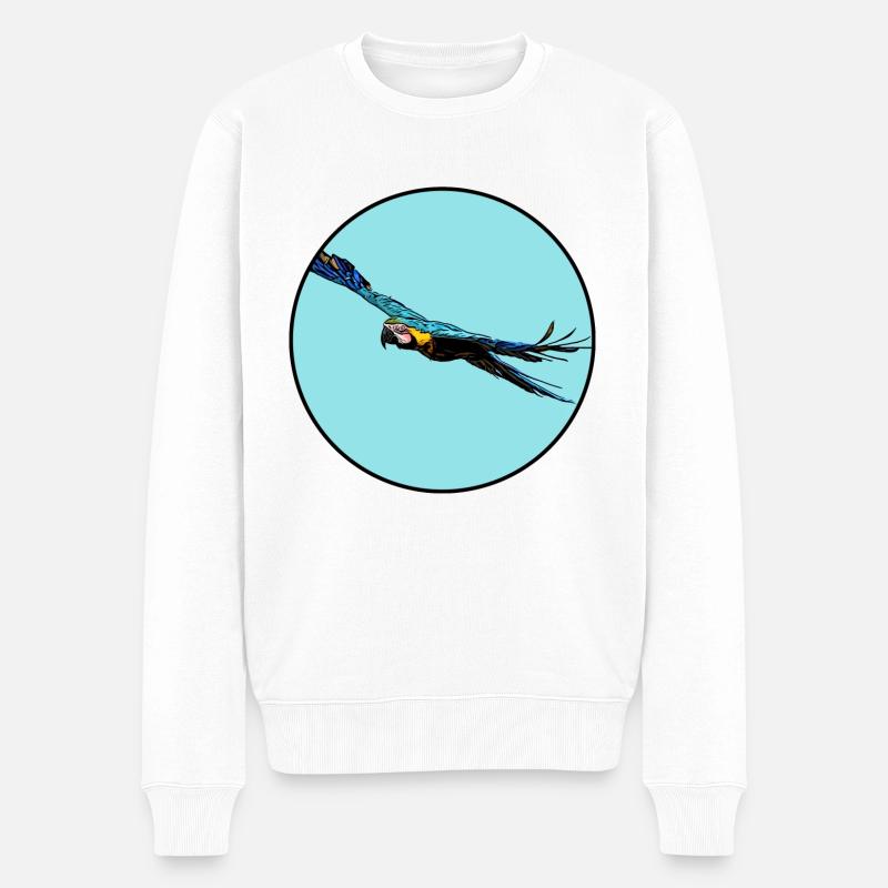 Blauer Ara Flug - Männer Premium Bio Pullover - Weiß