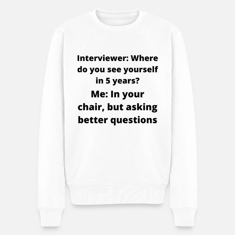 Lustiges sarkastisches Interview - Männer Premium Bio Pullover - Weiß