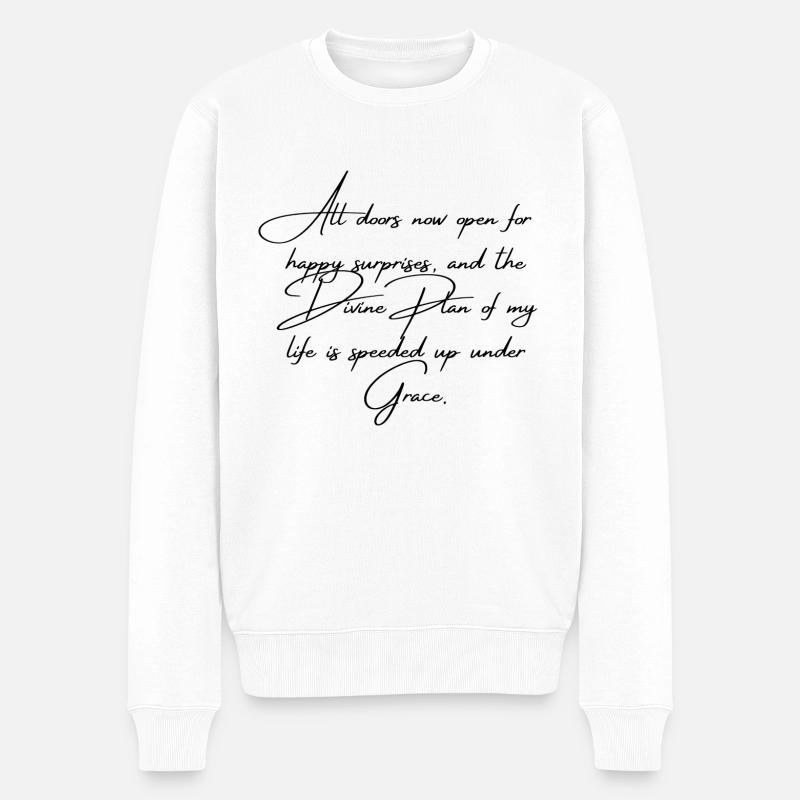 Verbinde dich mit dem göttlichen Design - Männer Premium Bio Pullover - Weiß