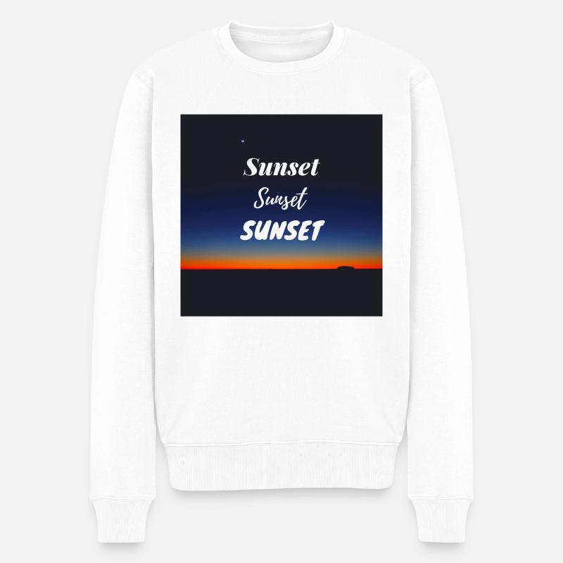 Sunset - Sonnenuntergang - Männer Premium Bio Pullover - Weiß