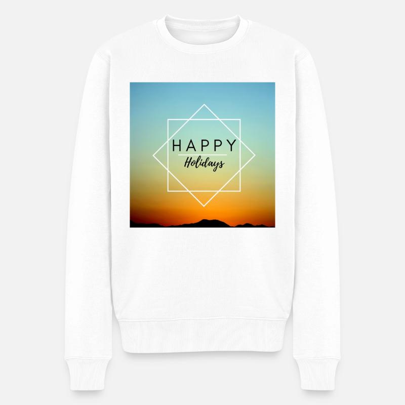 Happy Holidays - Männer Premium Bio Pullover - Weiß