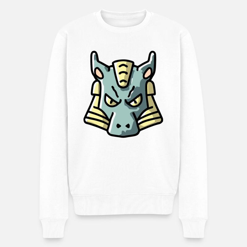 Finter dreinblickender Drache - Männer Premium Bio Pullover - Weiß