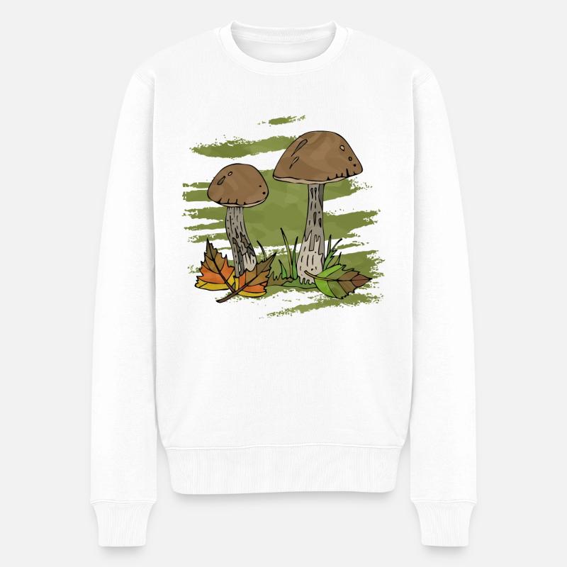 Pilze - Männer Premium Bio Pullover - Weiß