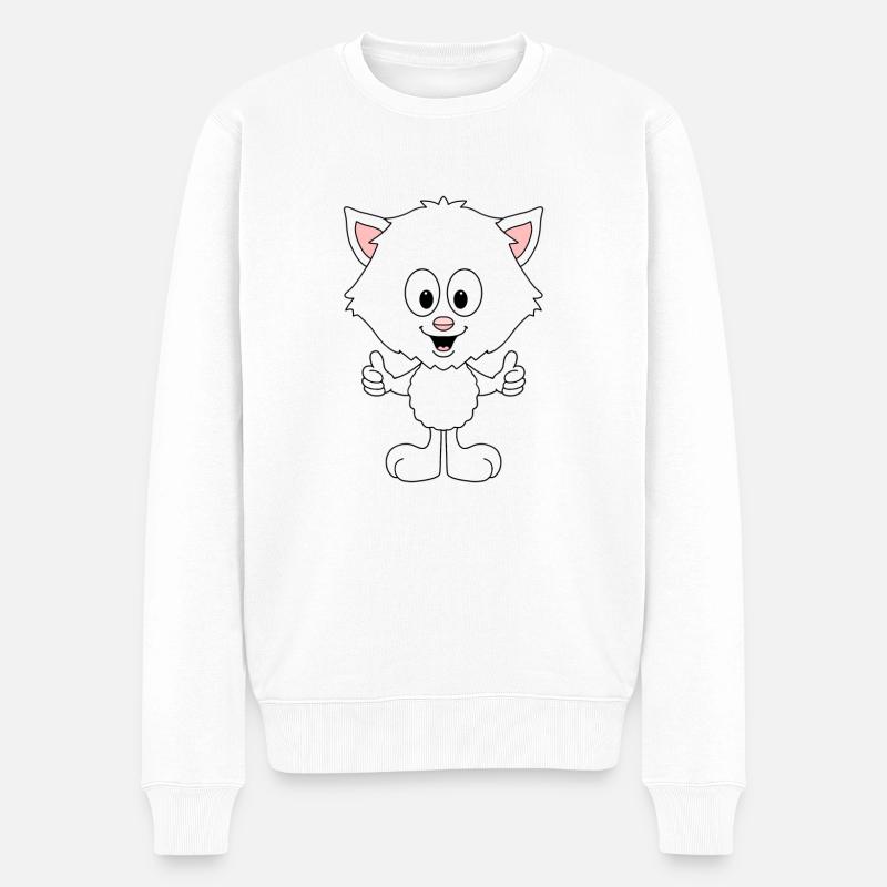 KATZE - TIER - KIND - BABY - TIERISCH - FUN - Männer Premium Bio Pullover - Weiß