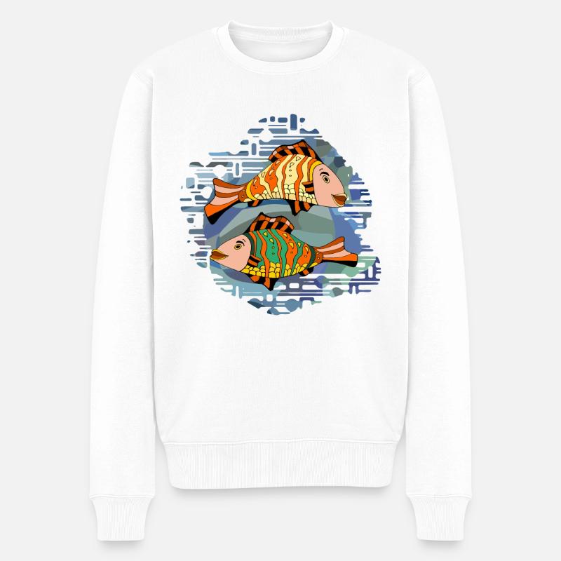 Fische - Männer Premium Bio Pullover - Weiß