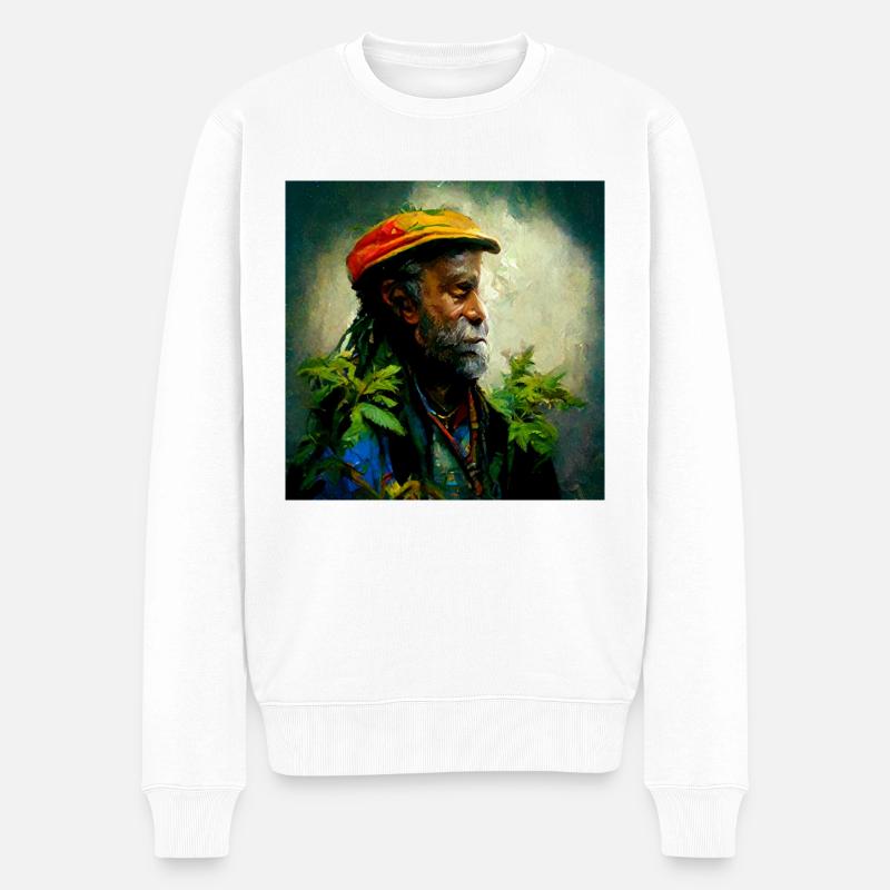 Rastafari Rauche Unkrautmalerei - Männer Premium Bio Pullover - Weiß