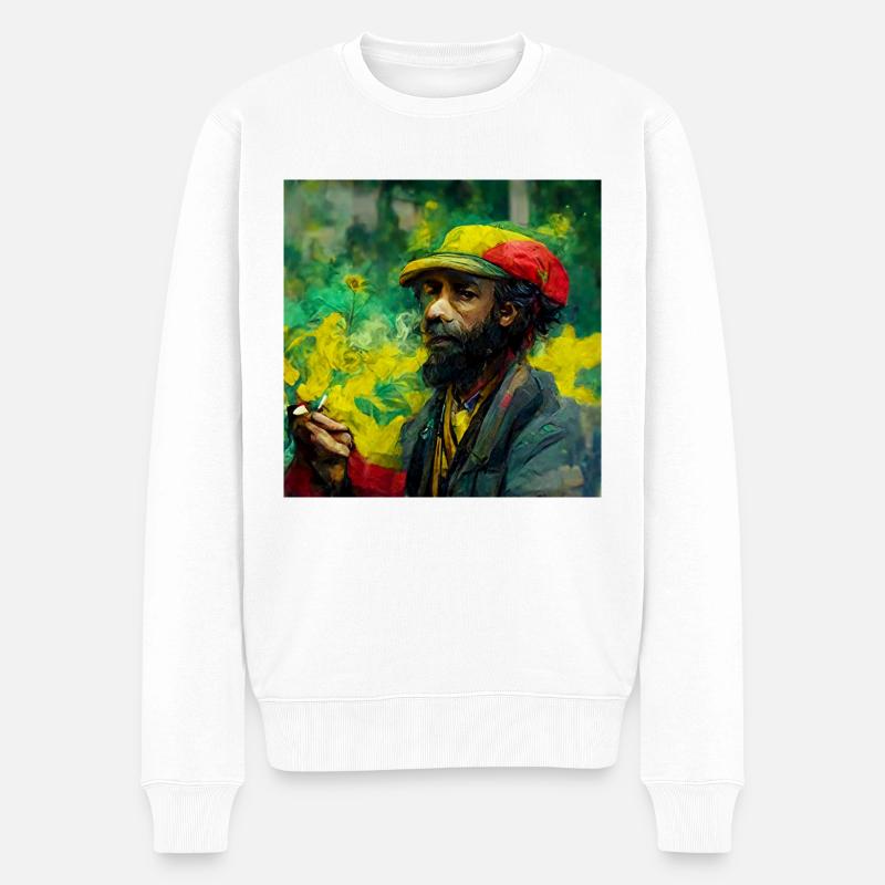 Rastafari Rauche Unkrautmalerei - Männer Premium Bio Pullover - Weiß