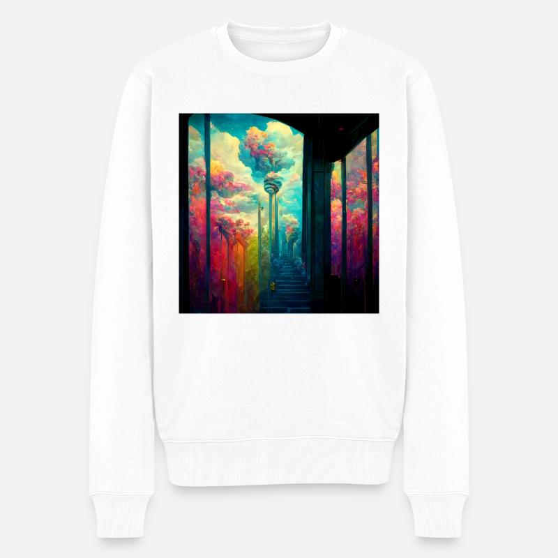 Türme Im Regenbogen - Männer Premium Bio Pullover - Weiß