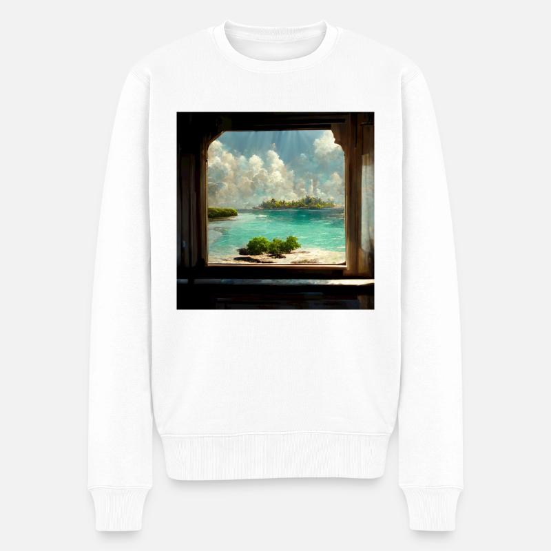 Paradise Island Peinture - Pull Premium bio Homme - blanc