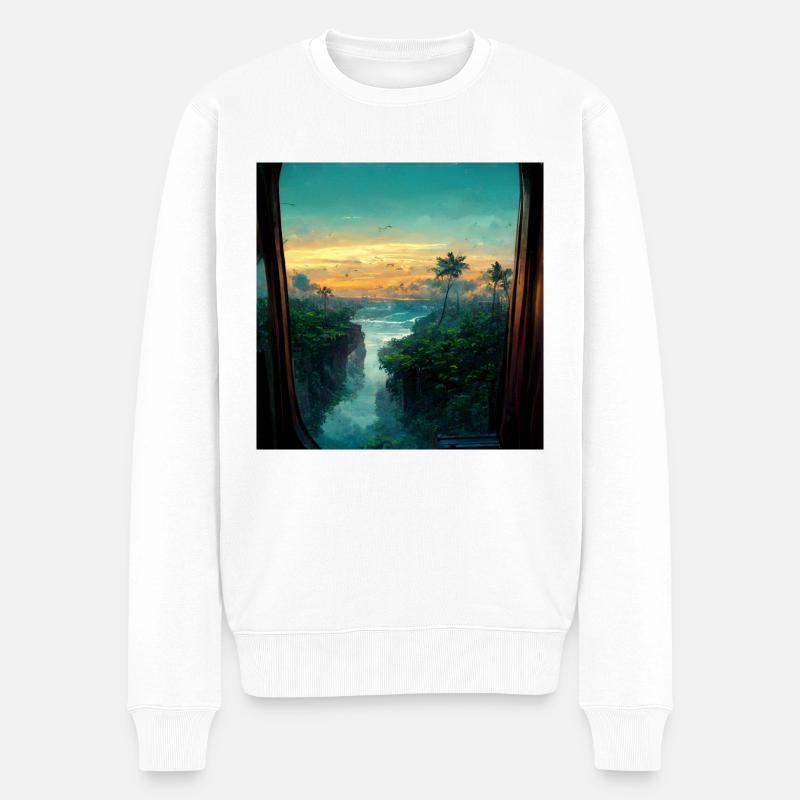 Paradise Island Peinture - Pull Premium bio Homme - blanc
