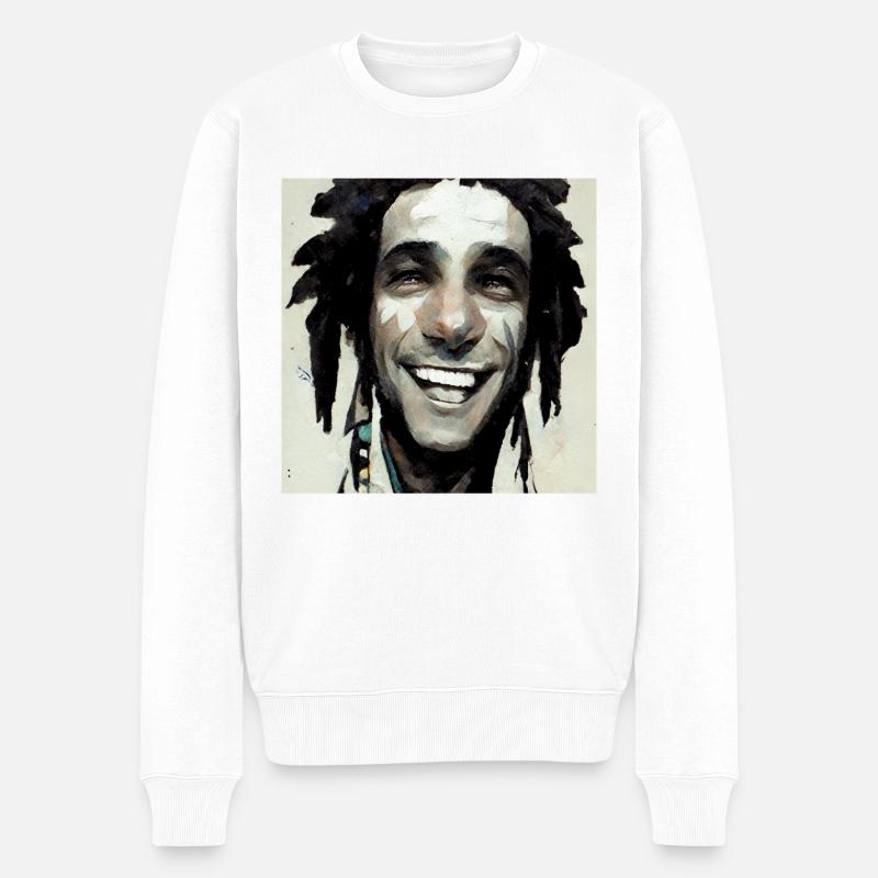 Rastafari Sketch Painting - Pull Premium bio Homme - blanc