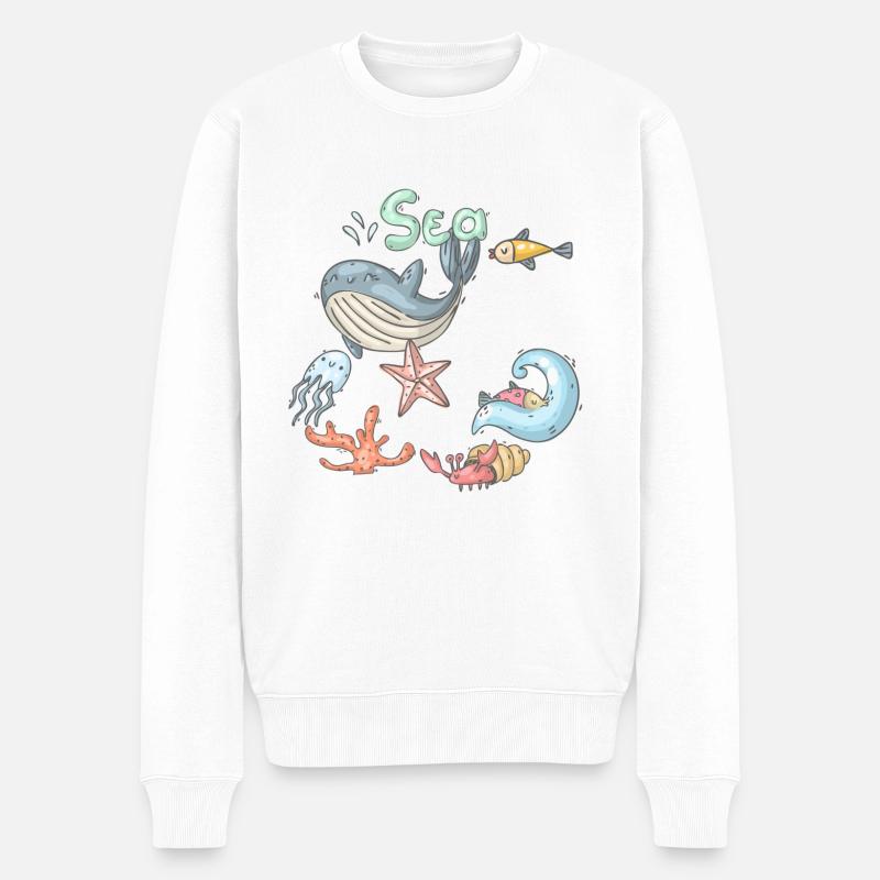 MeeresWelt - Männer Premium Bio Pullover - Weiß