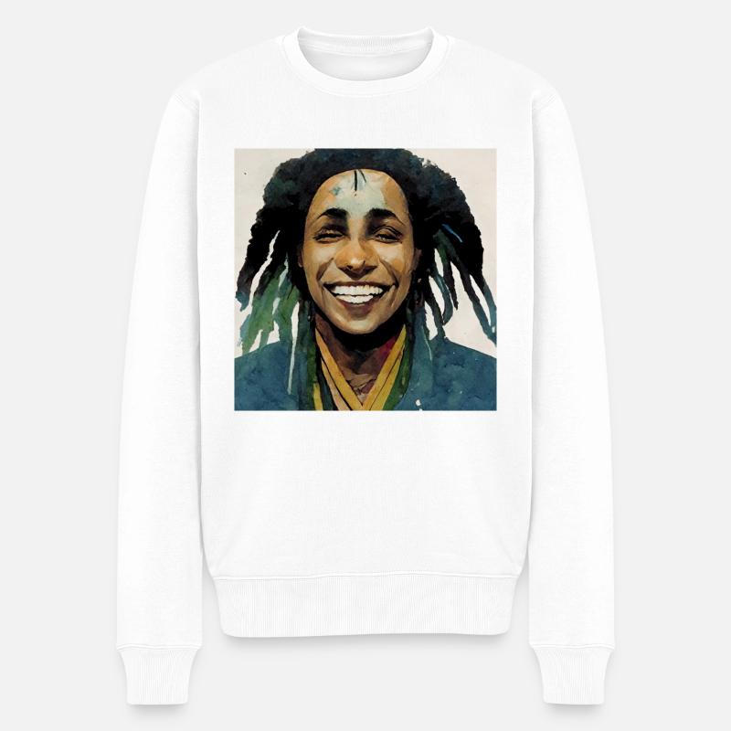 Rastafari-skizzenmalerei - Männer Premium Bio Pullover - Weiß