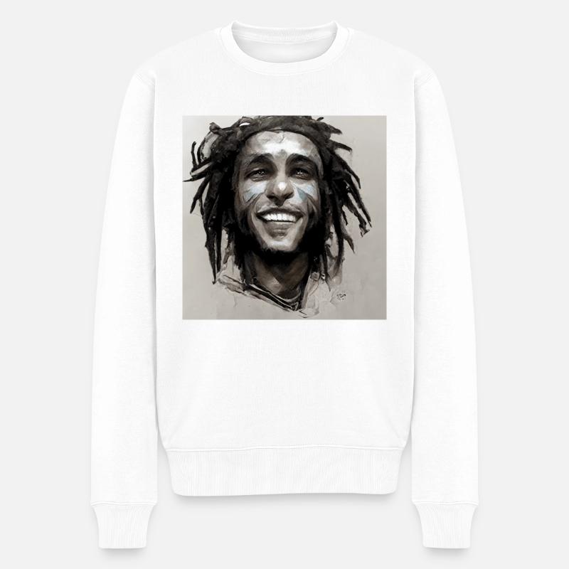 Rastafari-skizzenmalerei - Männer Premium Bio Pullover - Weiß