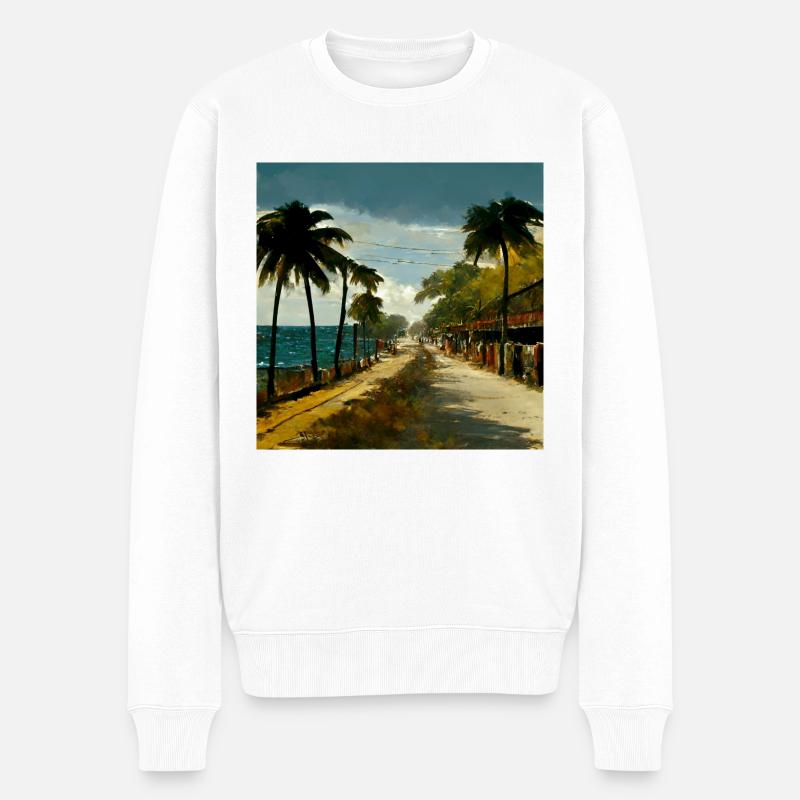 Jamaikanische Avenue - Männer Premium Bio Pullover - Weiß