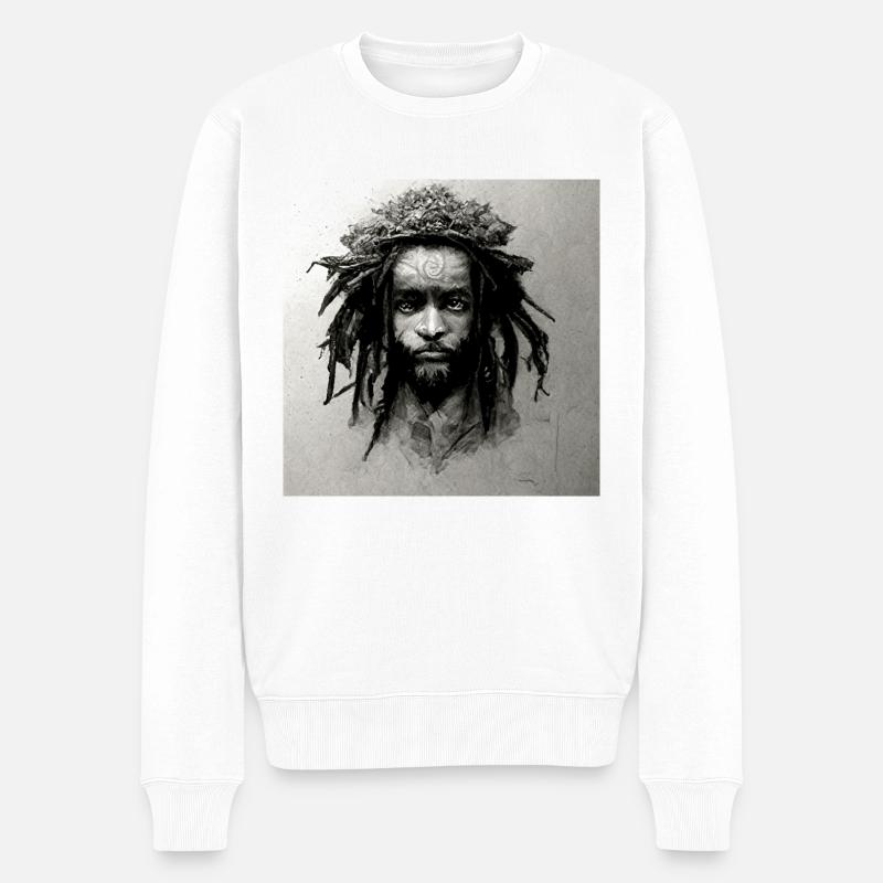 Peinture à croquis rastafari - Pull Premium bio Homme - blanc
