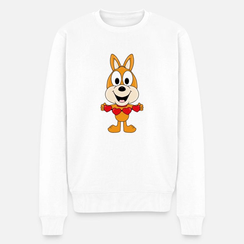 KÄNGURU - LIEBE - LOVE - TIER - KIND - BABY - Männer Premium Bio Pullover - Weiß