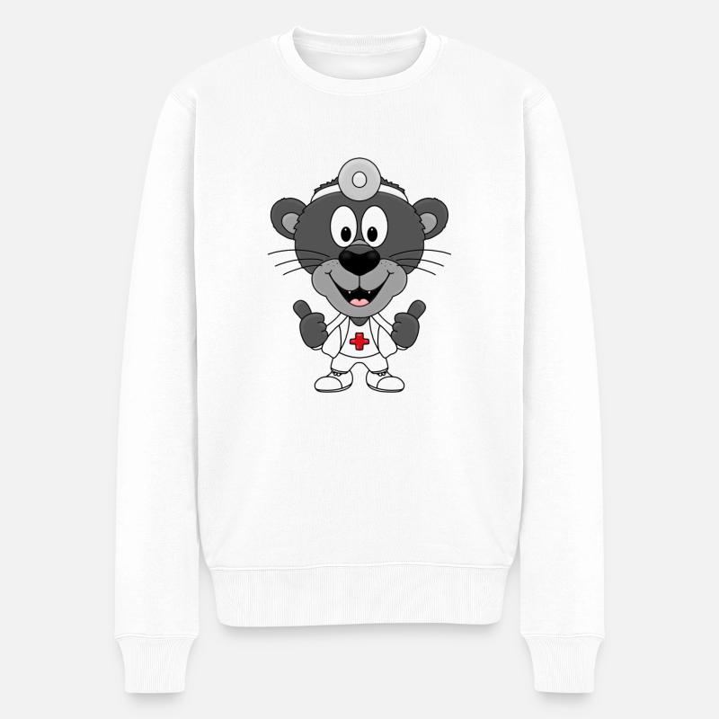 TIERARZT - ARZT - DOCTOR - PANTHER - TIERISCH - Männer Premium Bio Pullover - Weiß