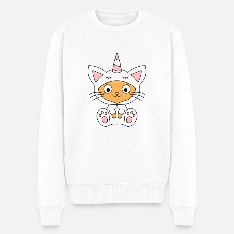 EINHORNKATZE - KATZE - EINHORN - BABY - KIND - Männer Premium Bio Pullover - Weiß