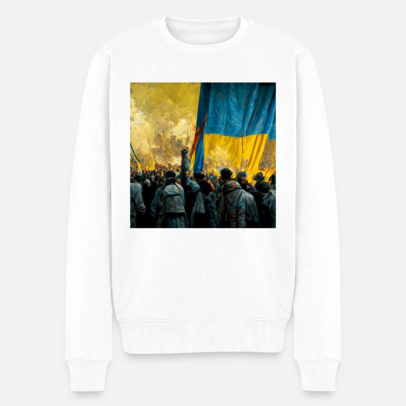 Sieg Der Ukraine - Männer Premium Bio Pullover - Weiß