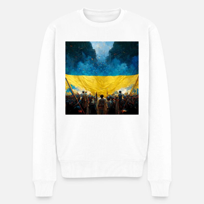 Sieg Der Ukraine - Männer Premium Bio Pullover - Weiß