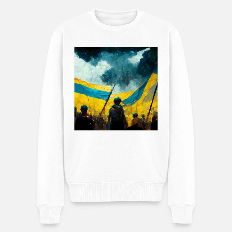 Sieg Der Ukraine - Männer Premium Bio Pullover - Weiß
