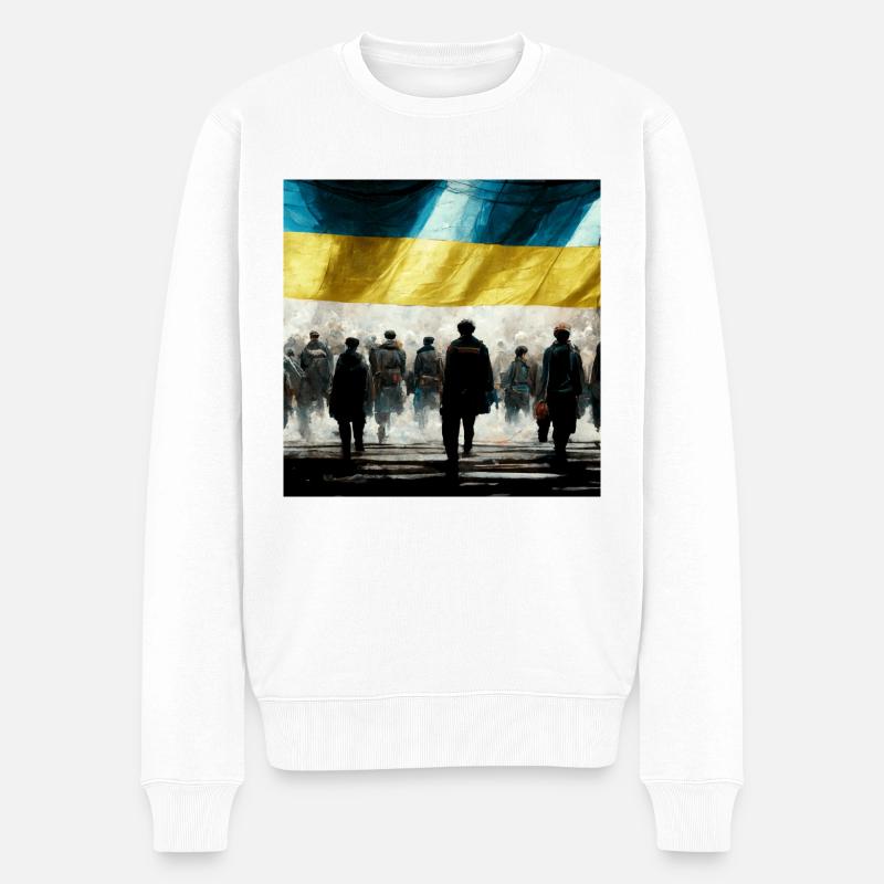 L’Ukraine remporte Slava Ukaini - Pull Premium bio Homme - blanc