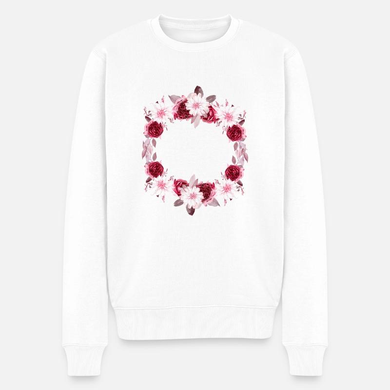 Couronne de fleurs personnalisée - Pull Premium bio Homme - blanc